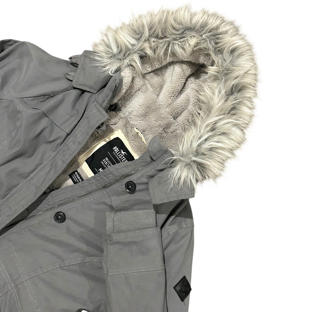 Hollister Heritage Collection Gray Faux Fur Hooded Parka Gorpcore  Cabin Core